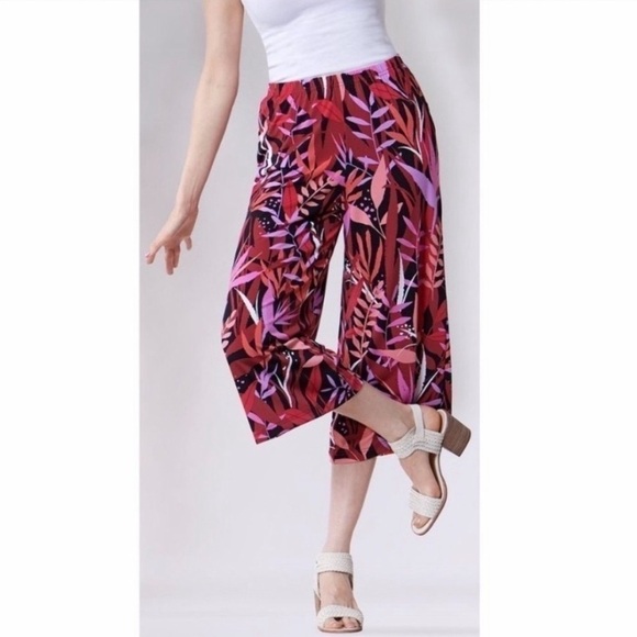 Bob Mackie Wide Leg Crop Pants Tropical Paradise Print Size XS NWOT - Picture 9 of 9